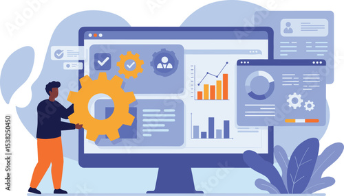 Title: NetSuite Development Services: Optimizing Business Operations with Custom Software Solutions, ERP Implementation, and Cloud Computing Expertise flat vector illustration