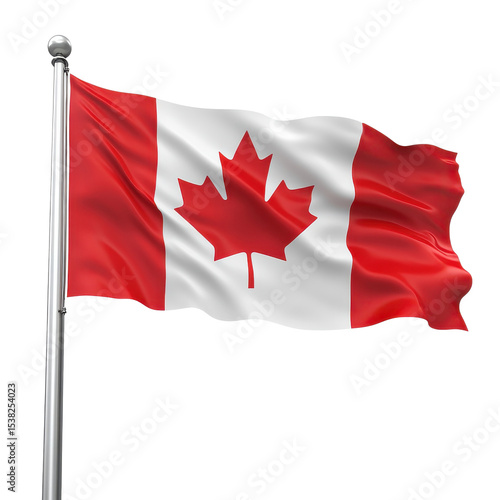 A waving canada flag on transparent background