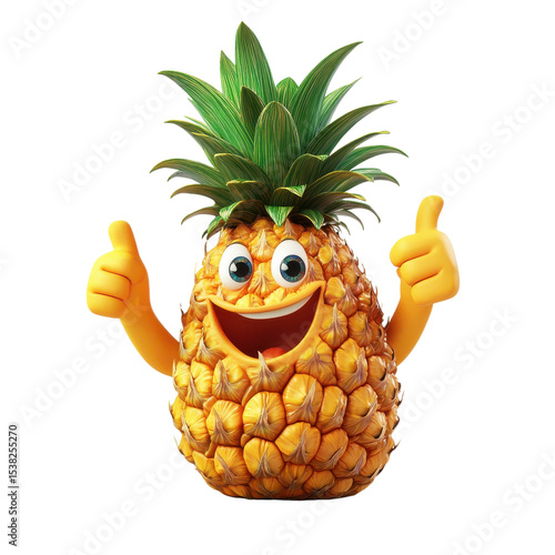 A happy pineapple pose on transparent background
