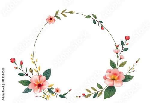 Elegant botanical wedding invitation design with abstract floral frame and leaf accents,  elegant,  celebration