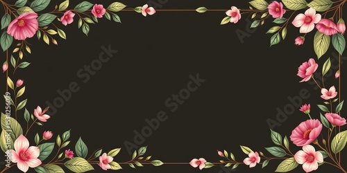 Elegant botanical wedding invitation template set featuring a leafy floral border  ,  greenery,  nature