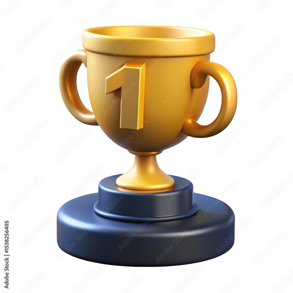 Gold trophy cup number one isolated on transparent background Gold trophy cup number one isolated on transparent background