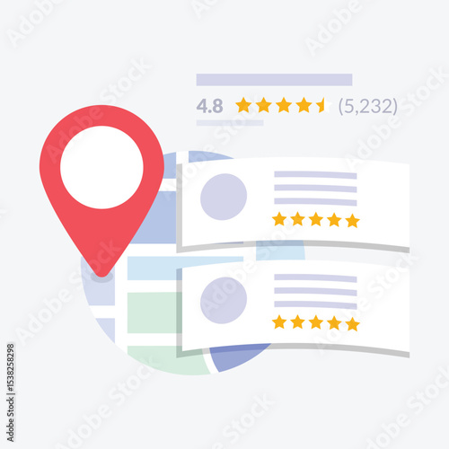 Good reviews from users. Small Business. Business Location. Stock Illustration