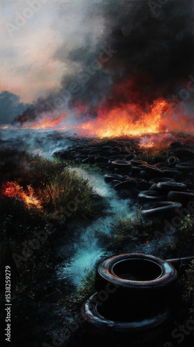 Endless Rubber Wasteland Beneath Smoldering Skies
