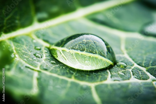 Water Droplet on Leaf Close-Up: Nature Intricate Beauty Captured.
