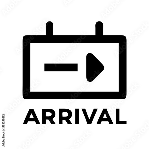 Arrival Sign with Arrow Symbolizing Transportation Directions for Travel Blogs, Guide Websites, Navigation Apps, and Wayfinding Materials  