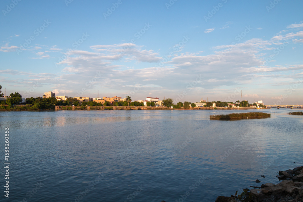 Fototapeta premium sunset over the river