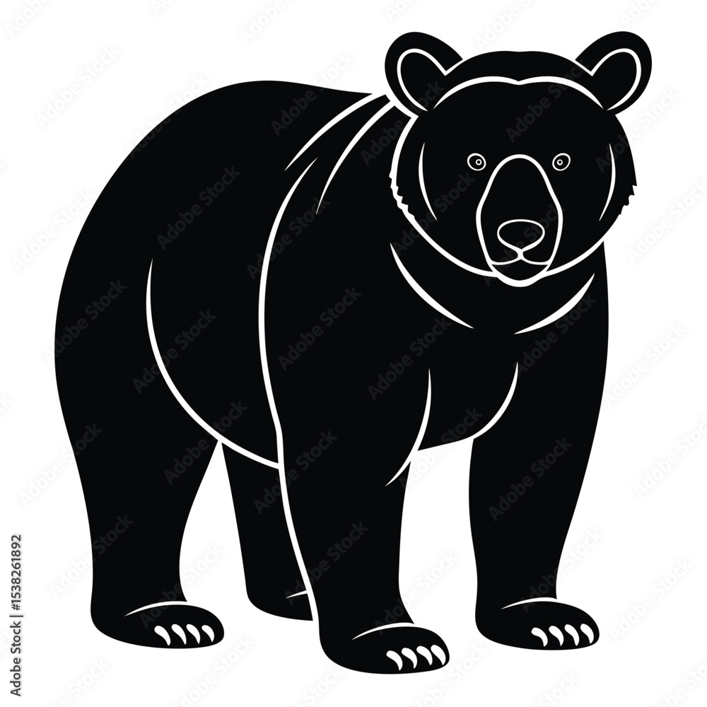 Fototapeta premium Bear Shadow Illustration in Minimal Silhouette Form