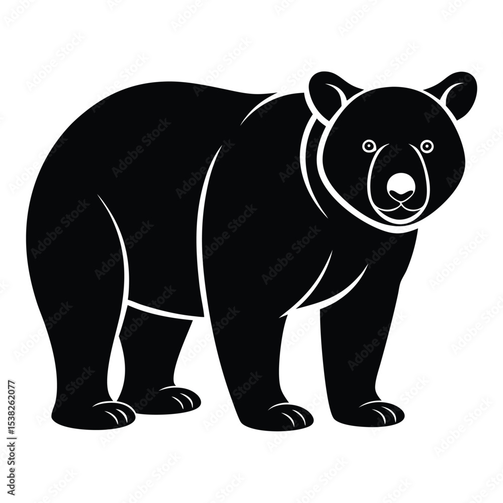 Fototapeta premium Black Bear Silhouette Icon for Forest and Wilderness Themes