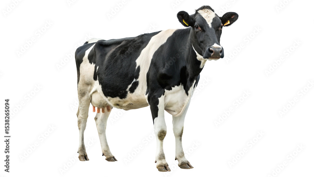 Milk Cow Black and White Isolated on Transparent Background Milk Cow Black and White Isolated on Transparent Background
