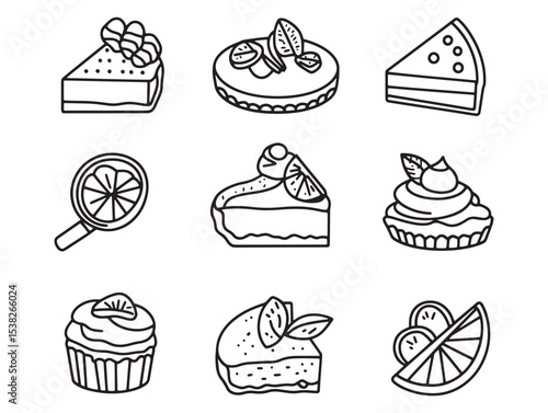 delicious slice of key lime pie dessert vector line art 