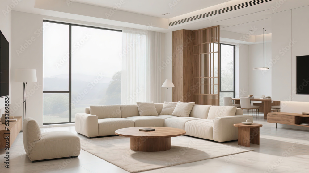 Fototapeta premium modern living room with fireplace