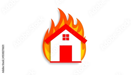Wallpaper Mural Burning house illustration on white background. Torontodigital.ca