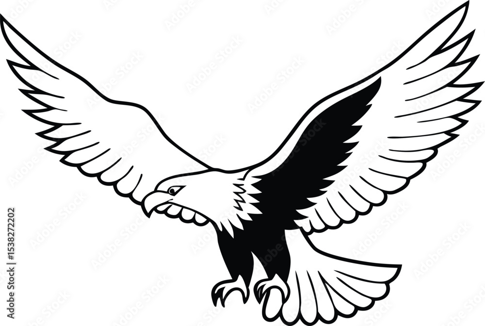 Fototapeta premium Majestic Eagle Flying Vector Illustration