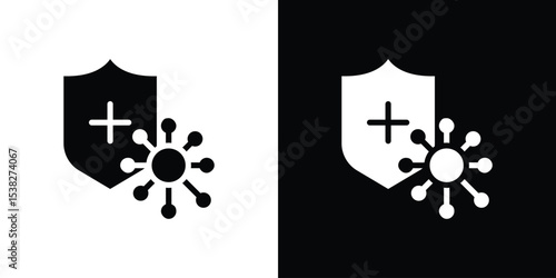 Shield virus icon vector design template elegant style
