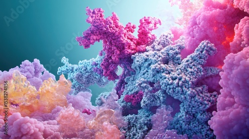 Abstract cluster of vibrant, colorful shapes