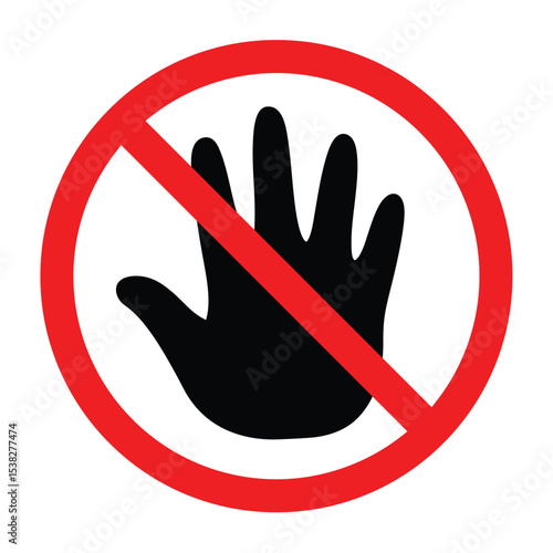 Forbidden sign with hand icon, dont stop icon, hand prohibition sign, flat icon vector illustration
