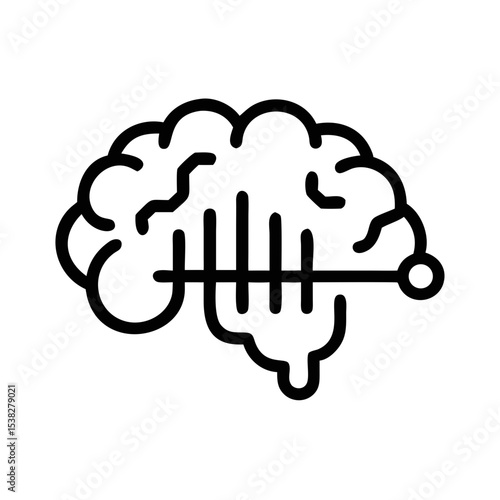 Dynamic vector silhouette design of an artificial intelligence brain with transparent background.