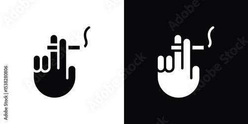 Hand holding cigarette icon