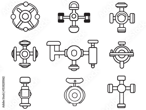 industrial valve pipe fitting line art vector outline drawing 