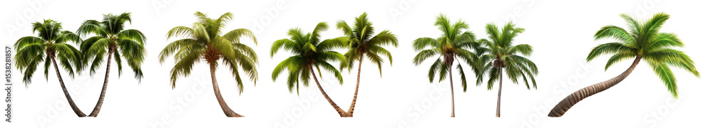 Fototapeta premium PNG Tropical palm trees collection, element set on transparent background