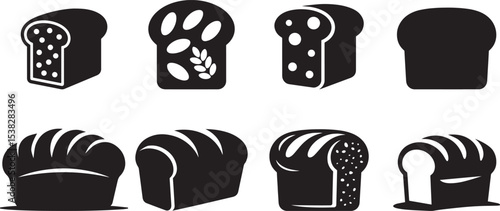 Variety of bread loaf icons black and white. eps-10