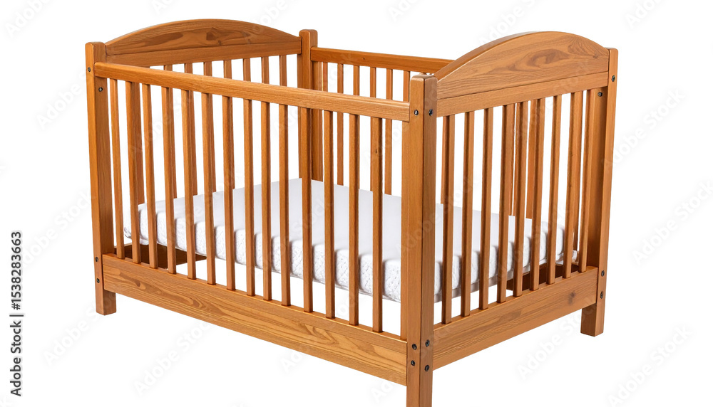 Wooden baby crib Isolated on Transparent or White Background Wooden baby crib Isolated on Transparent or White Background