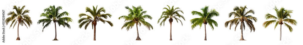 Obraz premium PNG Tropical palm trees illustration, element set on transparent background