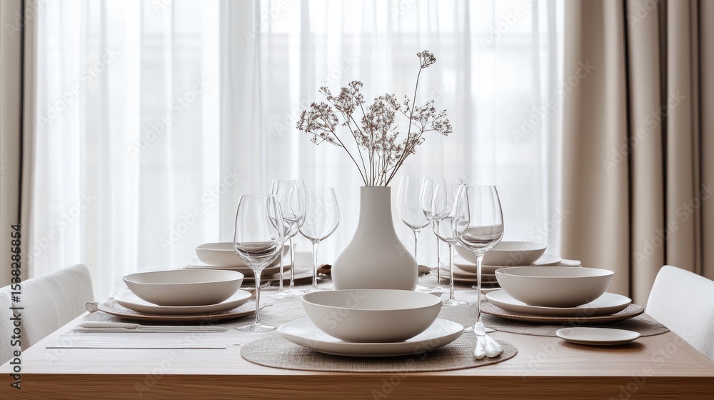 Fototapeta premium Clean, modern setting for dining table
