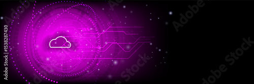 The concept of cloud technology work together with  technology to help send and receive information through maximum efficiency,Vector illustration fantastic style,Cloud technology concept