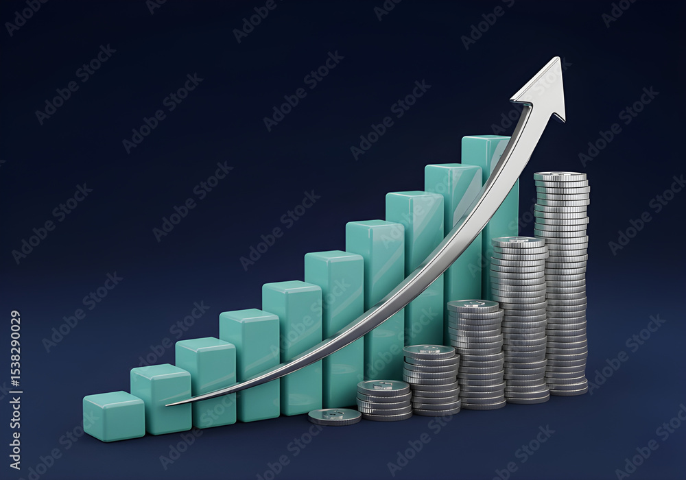 Obraz premium Financial Growth Chart with Arrow