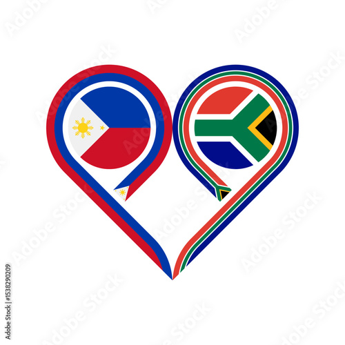 friendship concept. heart symbol icon of philippines and south africa flags. vector illustration isolated on white background Free Download friendship concept. heart symbol icon of philippines and south africa flags. vector illustration isolated on white background - GFXLoad