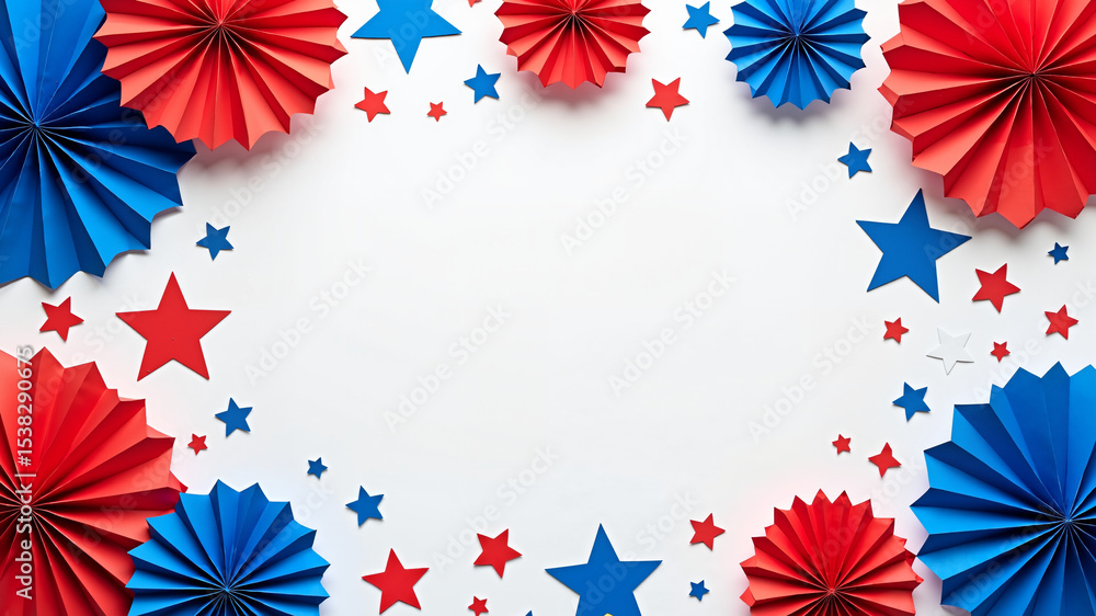 Obraz premium Festive 4th of July Background with Paper Decorations 