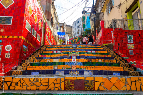 Wallpaper Mural Escadaria Selaron red famous stairs staircase Rio de Janeiro Brazil. Torontodigital.ca