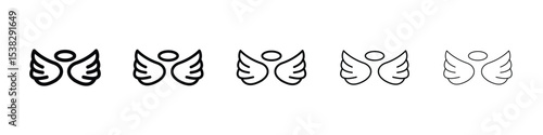 Angel icons in black stroke designs on white background