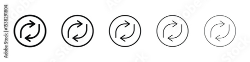 Arrows repeat icons in black stroke designs on white background