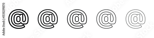 At icons in black stroke designs on white background