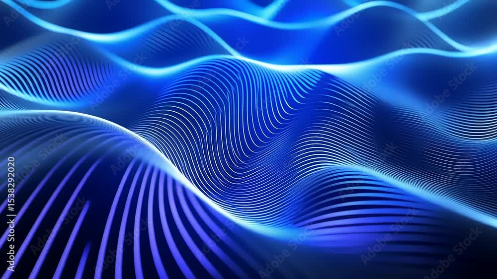 Abstract blue waves with flowing lines creating a dynamic and vibrant ...