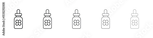 Bach flowers icons in black stroke designs on white background