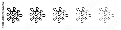 Bacteria icons in black stroke designs on white background