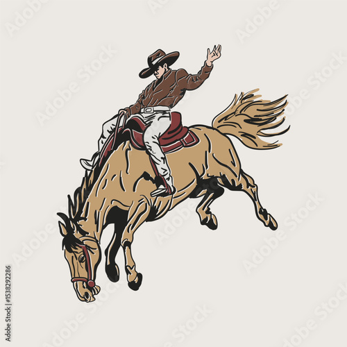 Rodeo Cowboy Bronco Ride Graphic
