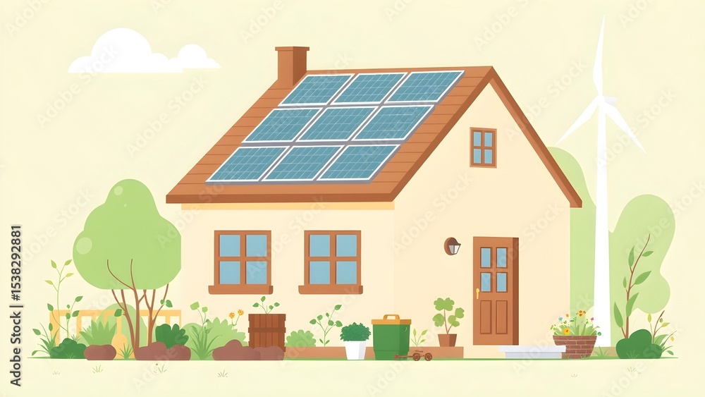 Fototapeta premium house with solar panels
