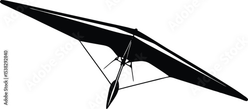 High quality hang glider flying in clear sky, extreme sport adventure, aerial gliding, outdoor recreation, pilot controlling hang glider, freedom flight, extreme air sport, sky adventure image