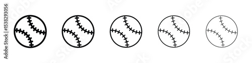 Baseball icons in black stroke designs on white background