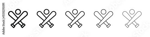 Baseball icons in black stroke designs on white background