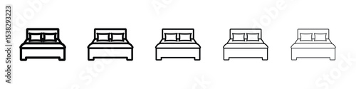 Bed icons in black stroke designs on white background