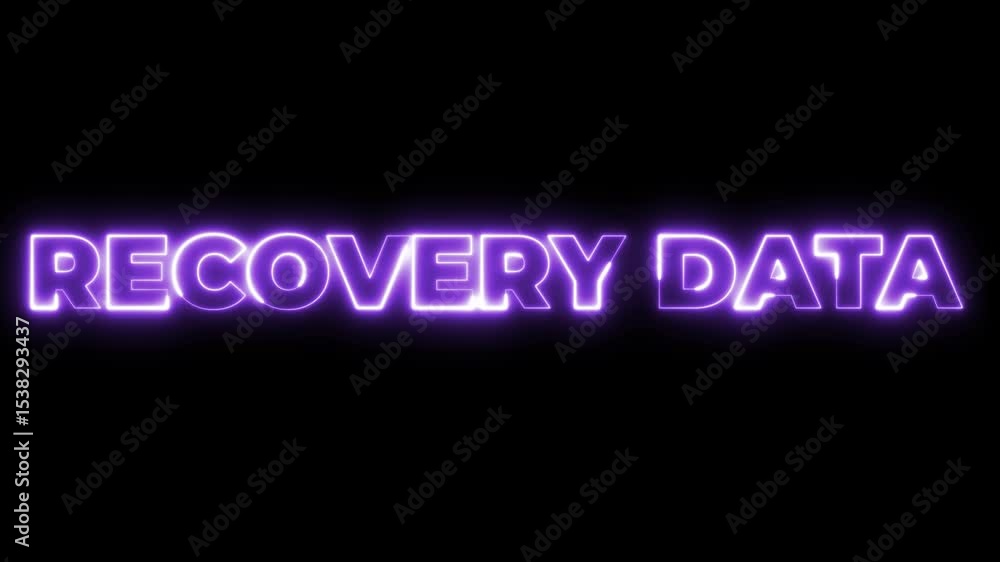 Recovery Data Animation Text: Neon Sign, Digital Restoration, Data Backup, Purple Glow, Technology, Information Retrieval Recovery Data Animation Text: Neon Sign, Digital Restoration, Data Backup, Purple Glow, Technology, Information Retrieval