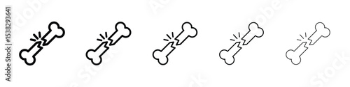 Bone break icons in black stroke designs on white background