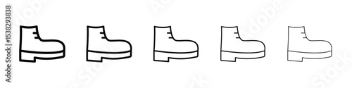 Boot icons in black stroke designs on white background