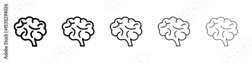 Brain icons in black stroke designs on white background
